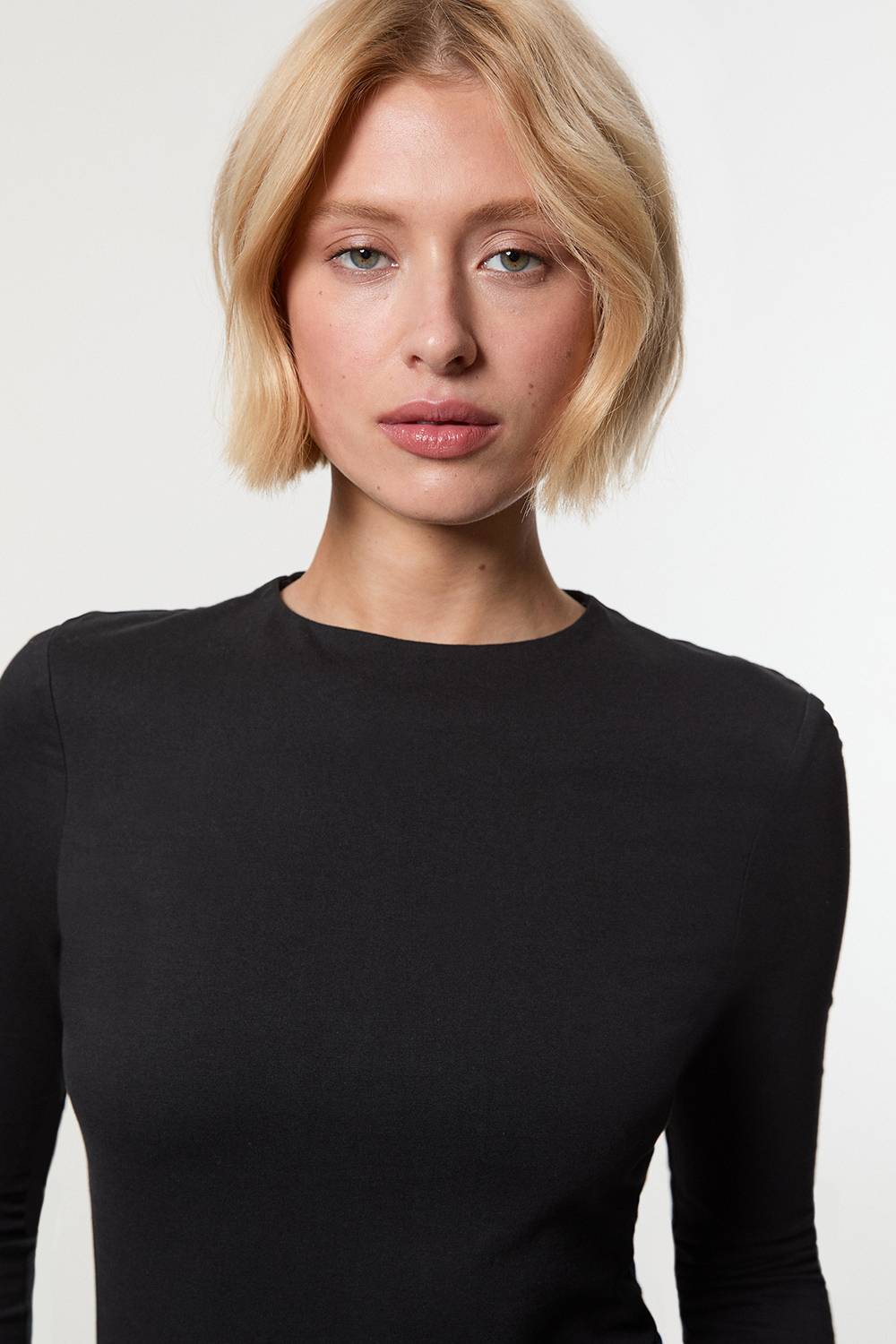 KarenMillen Haut À Manches Longues Col Rond En Coton Stretch