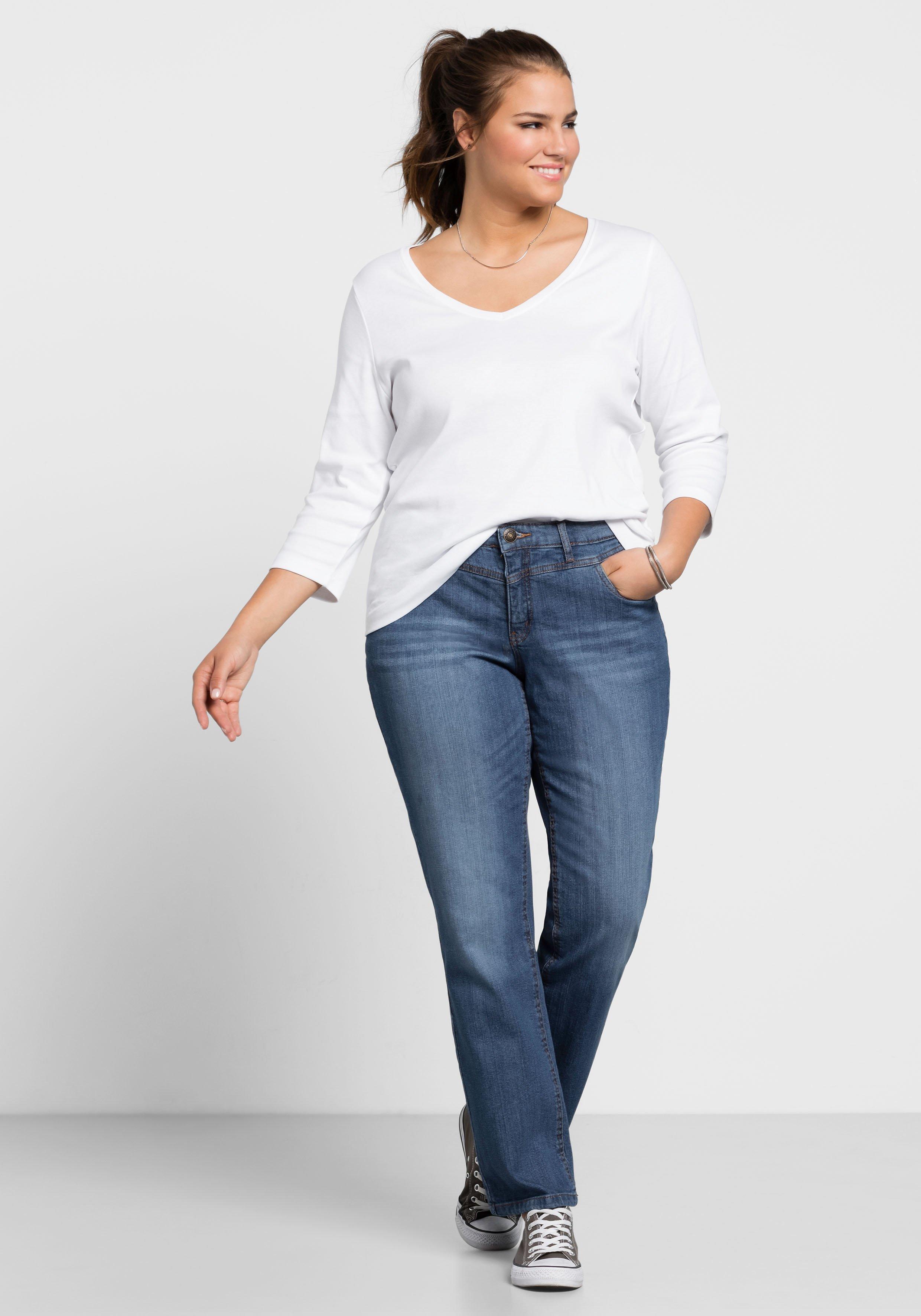 Gerade Jeans mit Used-Effekten