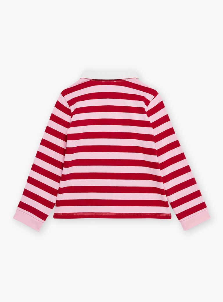Polo rose barbapapa et rouge à imprimé à rayures