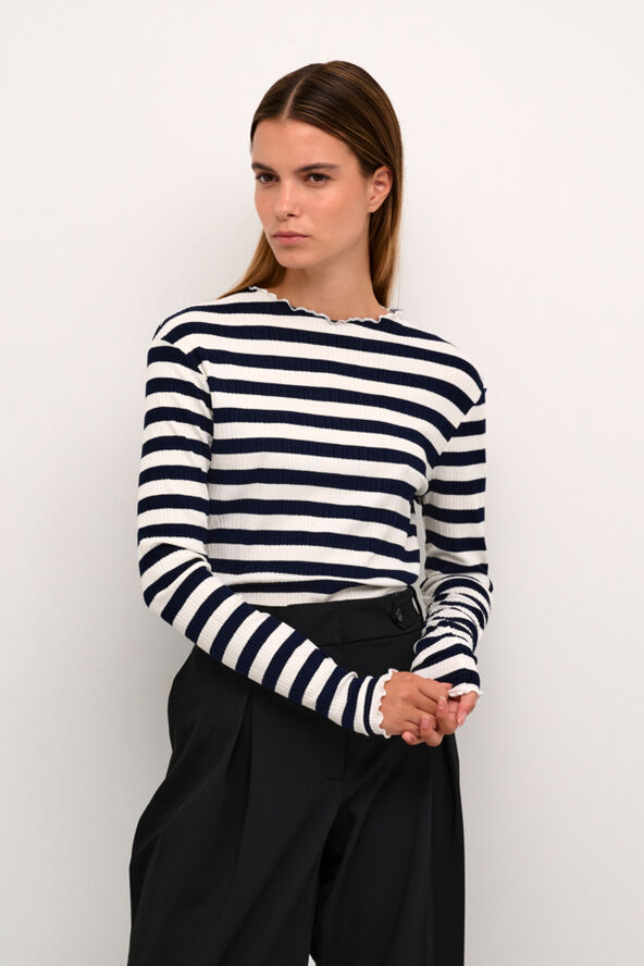 Karen by Simonsen CandaceKB Big Stripe LS Egret/night sky stripe