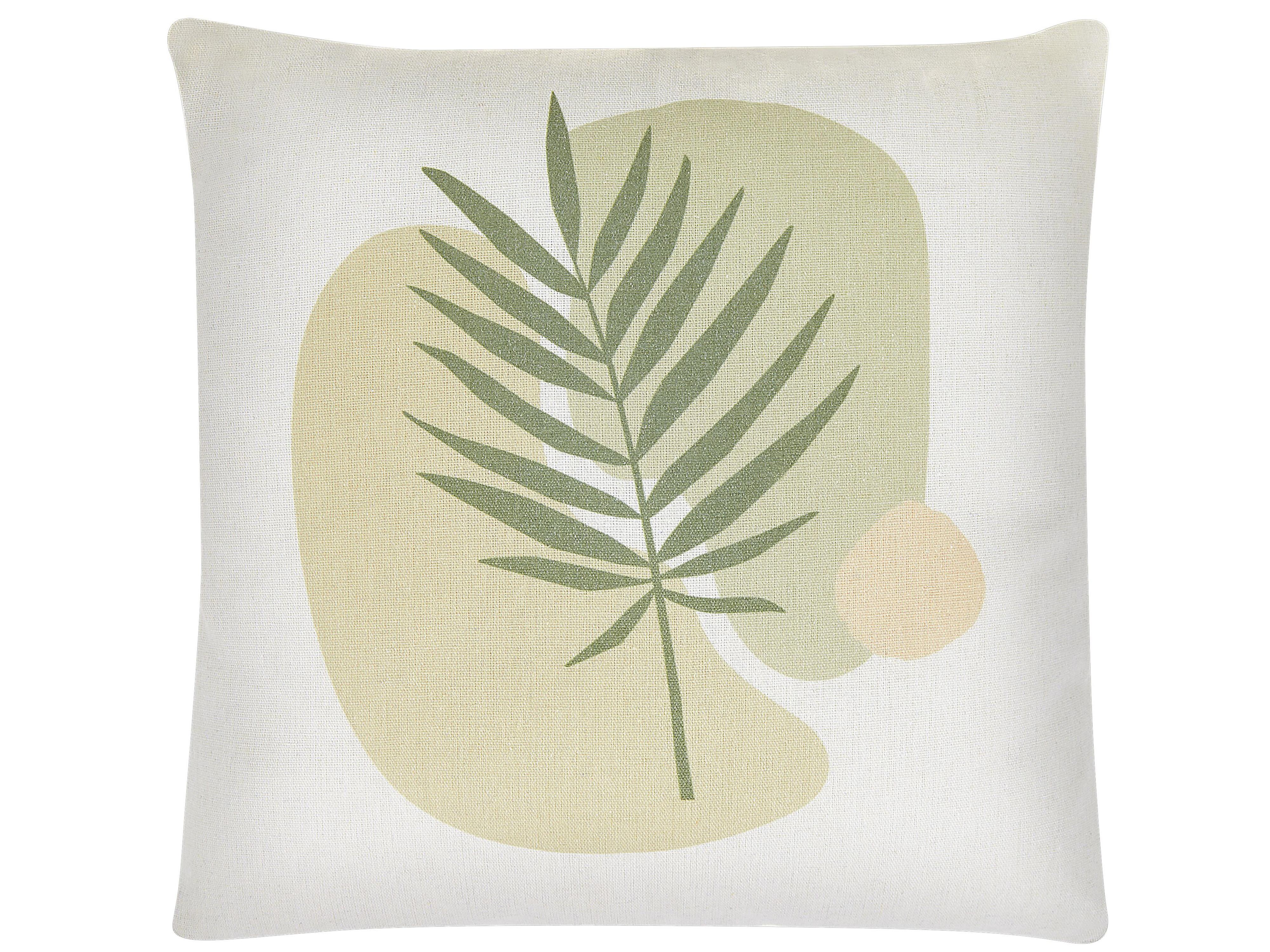 Set van 2 sierkussens MICROSORUM 45 x 45 cm Lichtgroen bladpatroon
