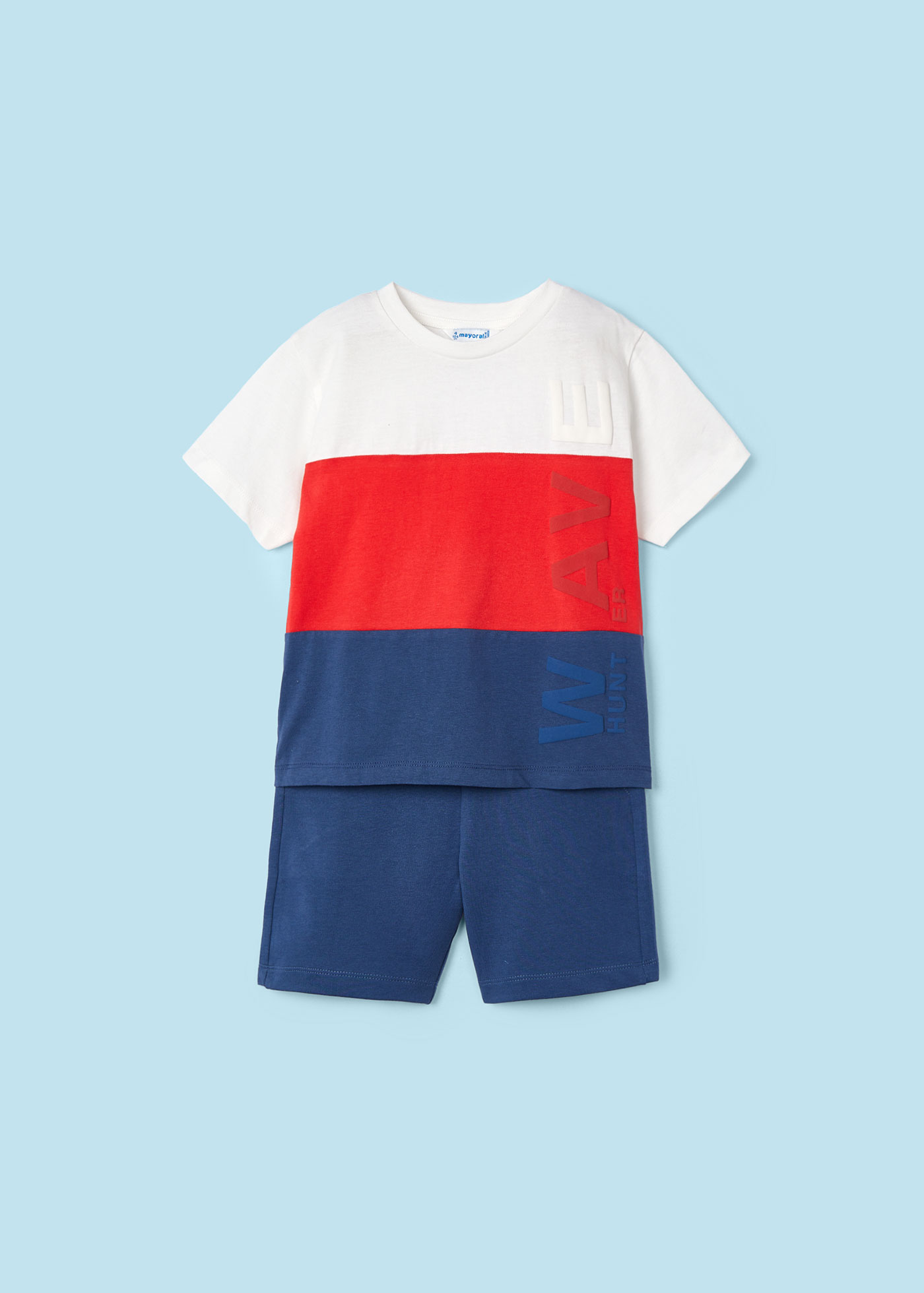 Conjunto de duas peças Better Cotton com blocos de cores para meninos, cor páprica.