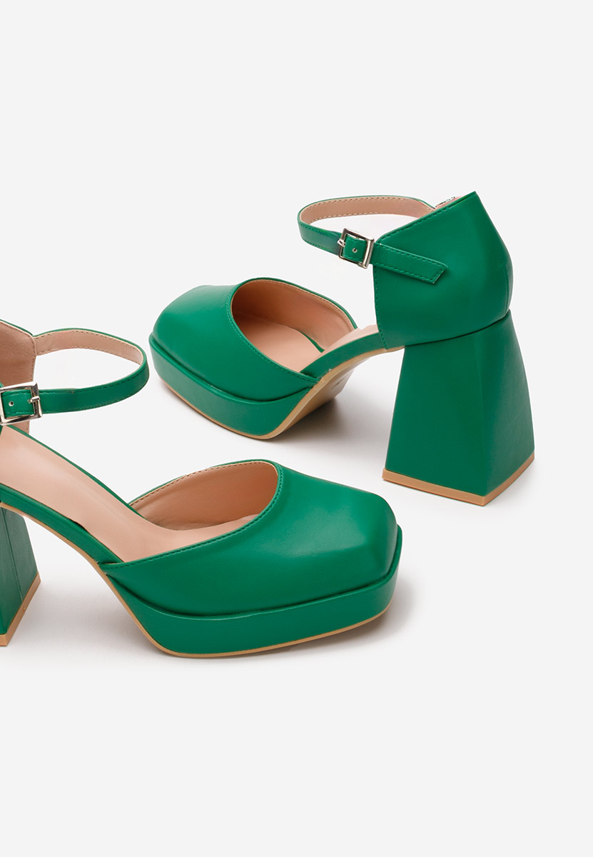 Chaussures à talon épais vert Monsa