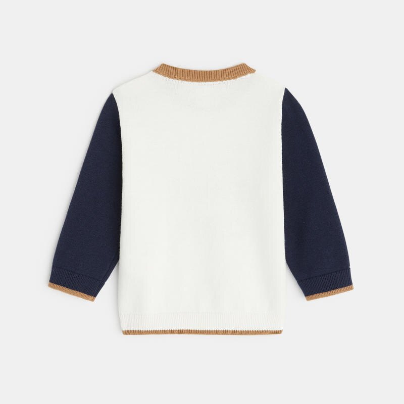 Pull tricot bicolore blanc bébé garçon Blanc