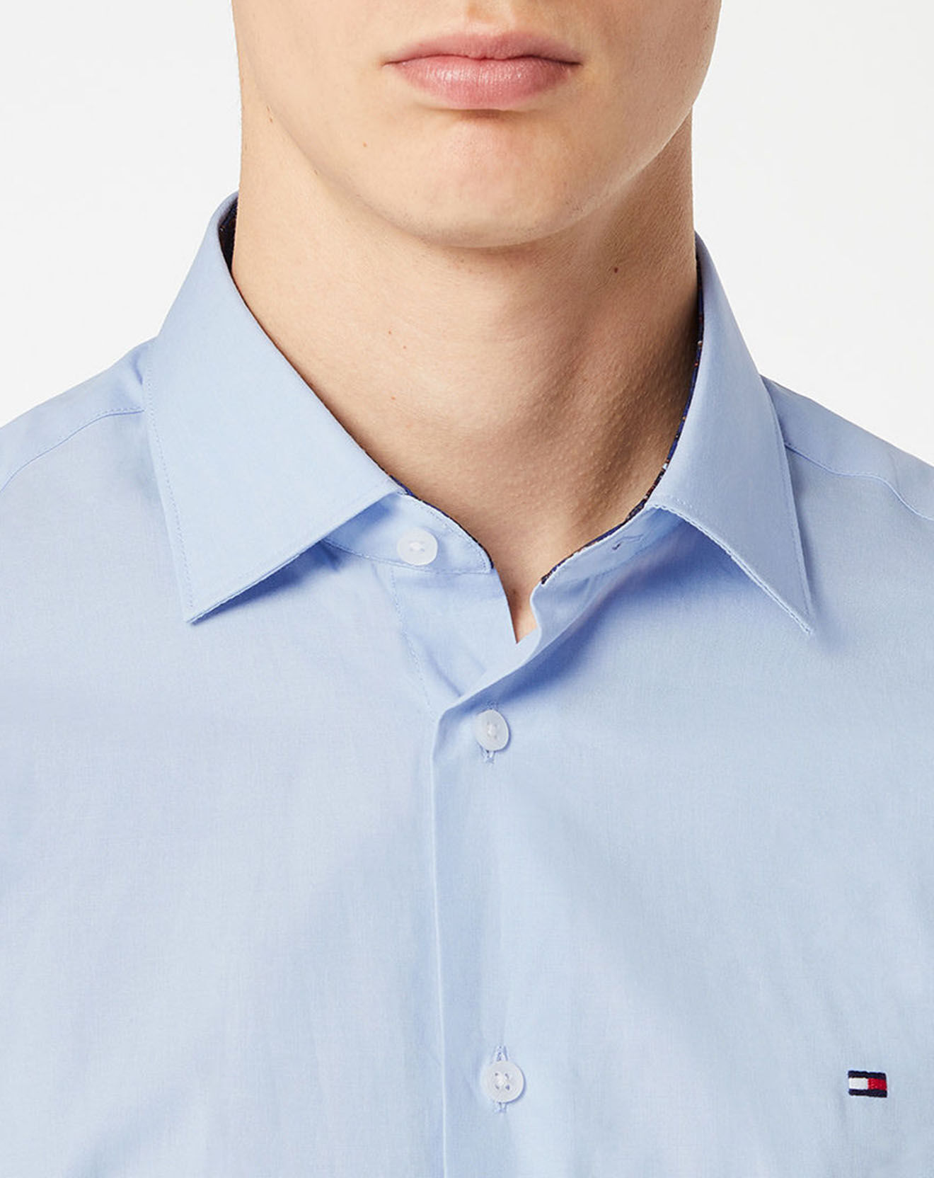 Tommy Hilfiger Chemise droite en Popeline Solid bleu ciel