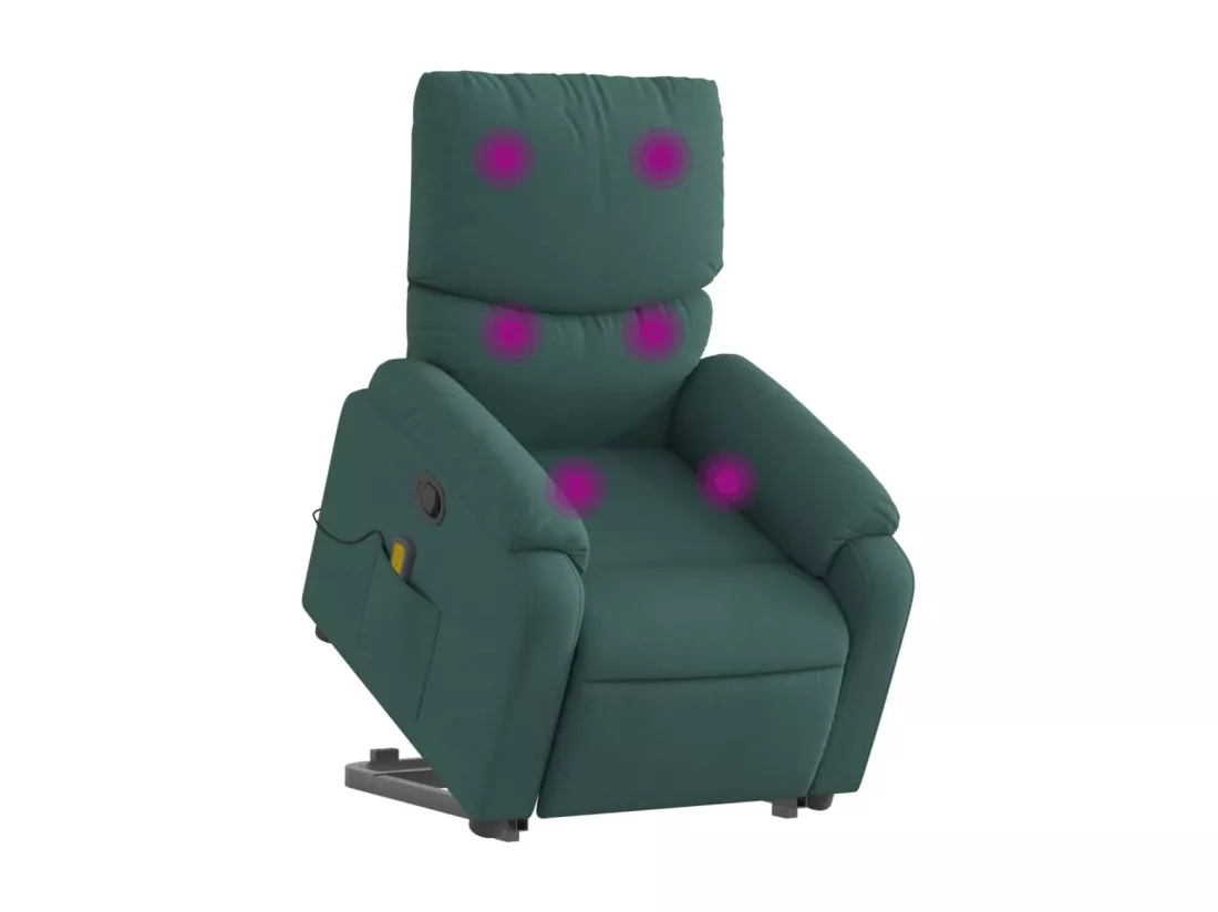 Fauteuil inclinable massant Vert foncé Tissu