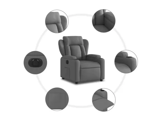 Fauteuil inclinable électrique Gris foncé Tissu