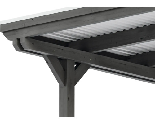Enkele carport SKAN HOLZ Emsland incl. berging, paalankers 404 x 846 cm leisteen