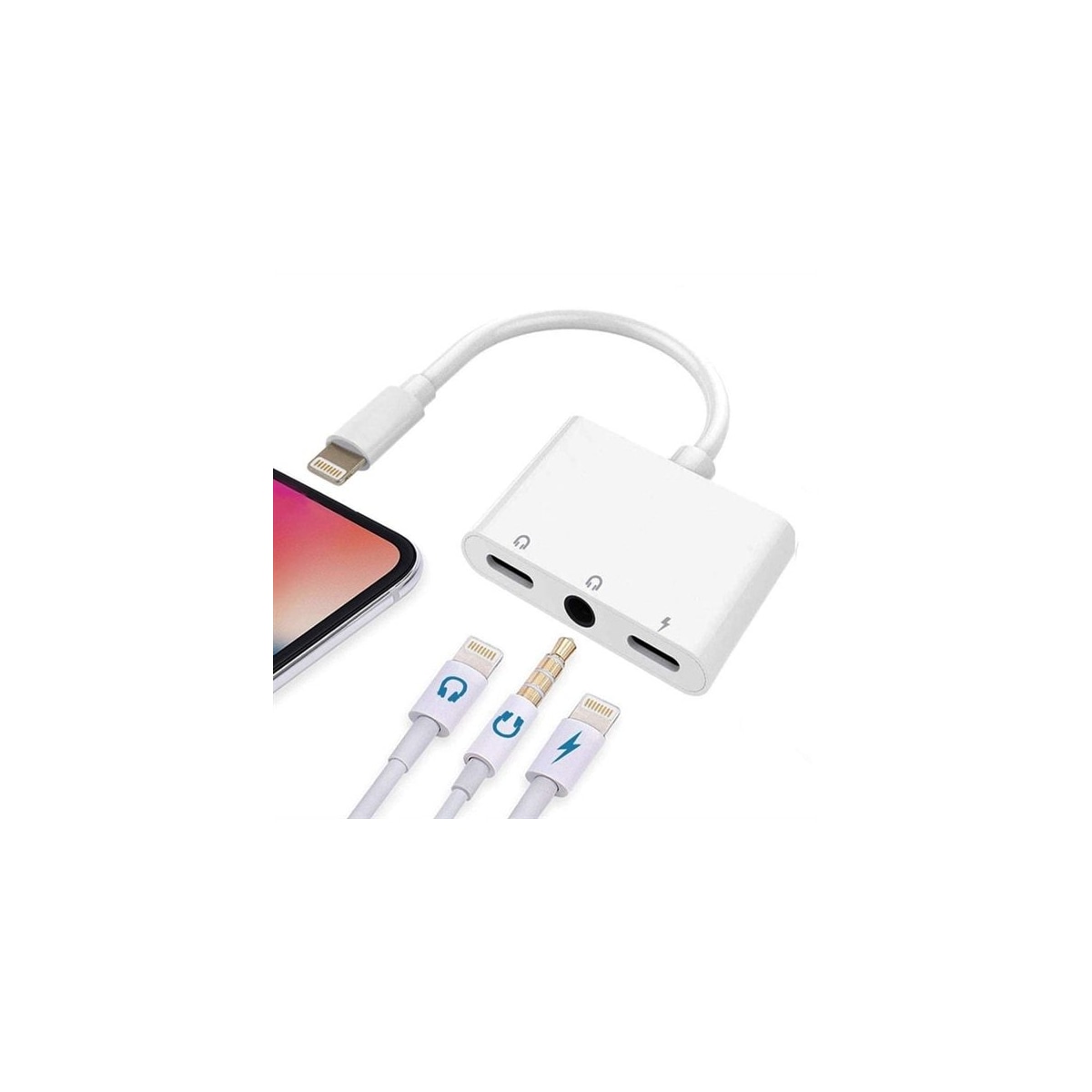 Hodetelefon og ladedapter 2xLightning + 3,5mm til Lightning