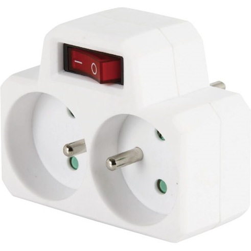 Biplite 16A avec interrupteur  2P+T - blanc