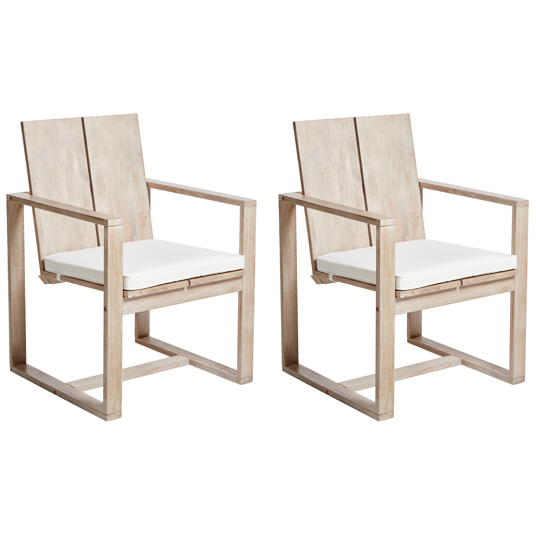Beliani - AZZANELLO - Tuinstoel set van 2 - Gebroken wit - Acaciahout
