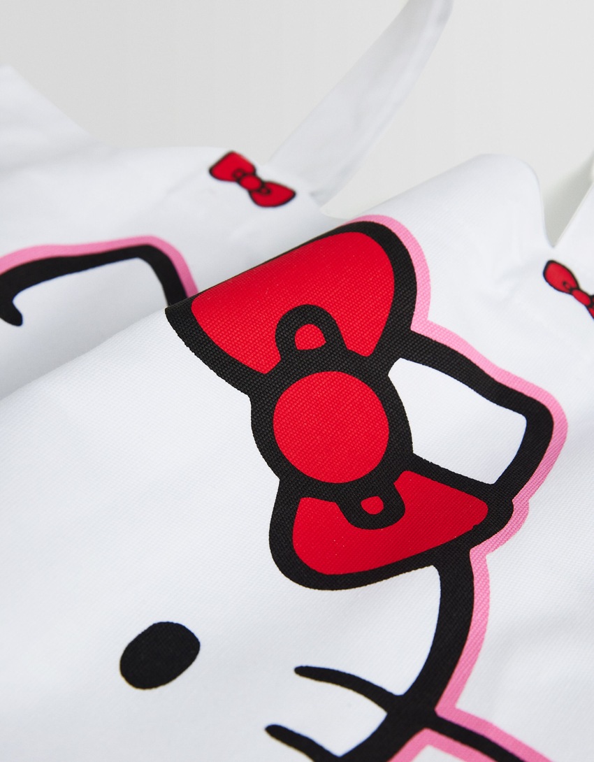 Bolsa de tecido estampada com Hello Kitty
