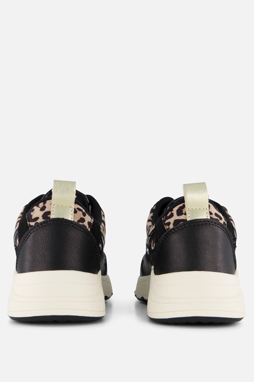 Cellnini Leopard Sneakers zwart Textiel