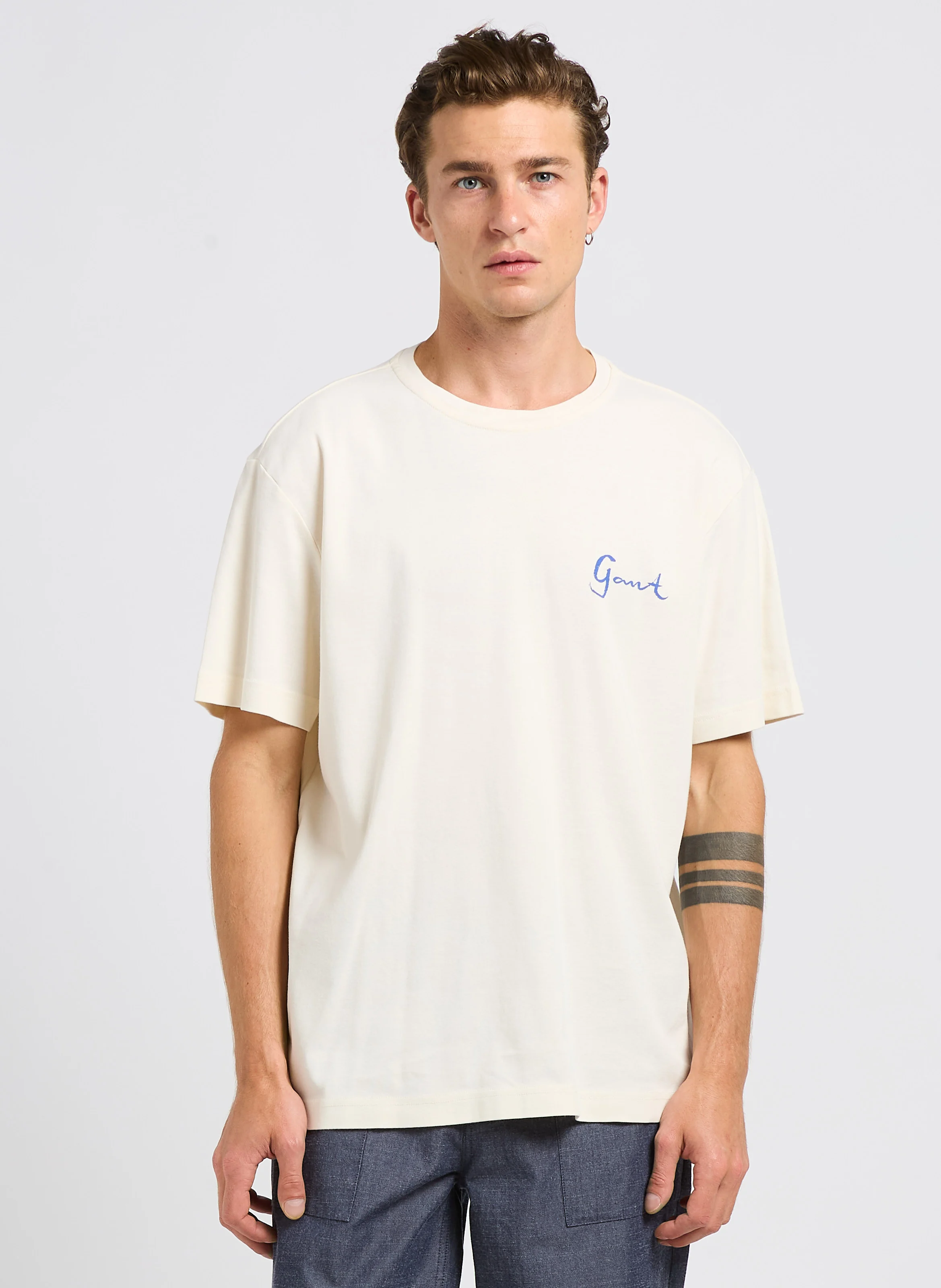 Tee-shirt oversize col rond en coton | Blanc