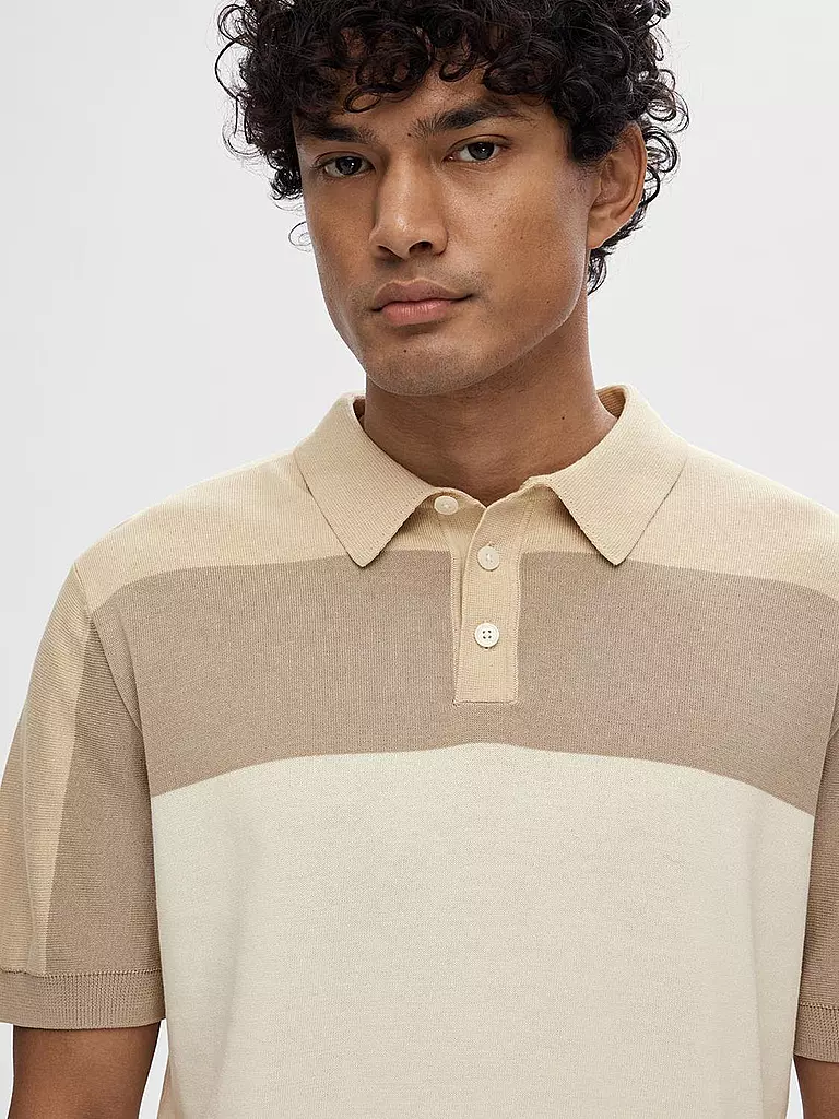 SELECTED Poloshirt SLHMATTIS beige