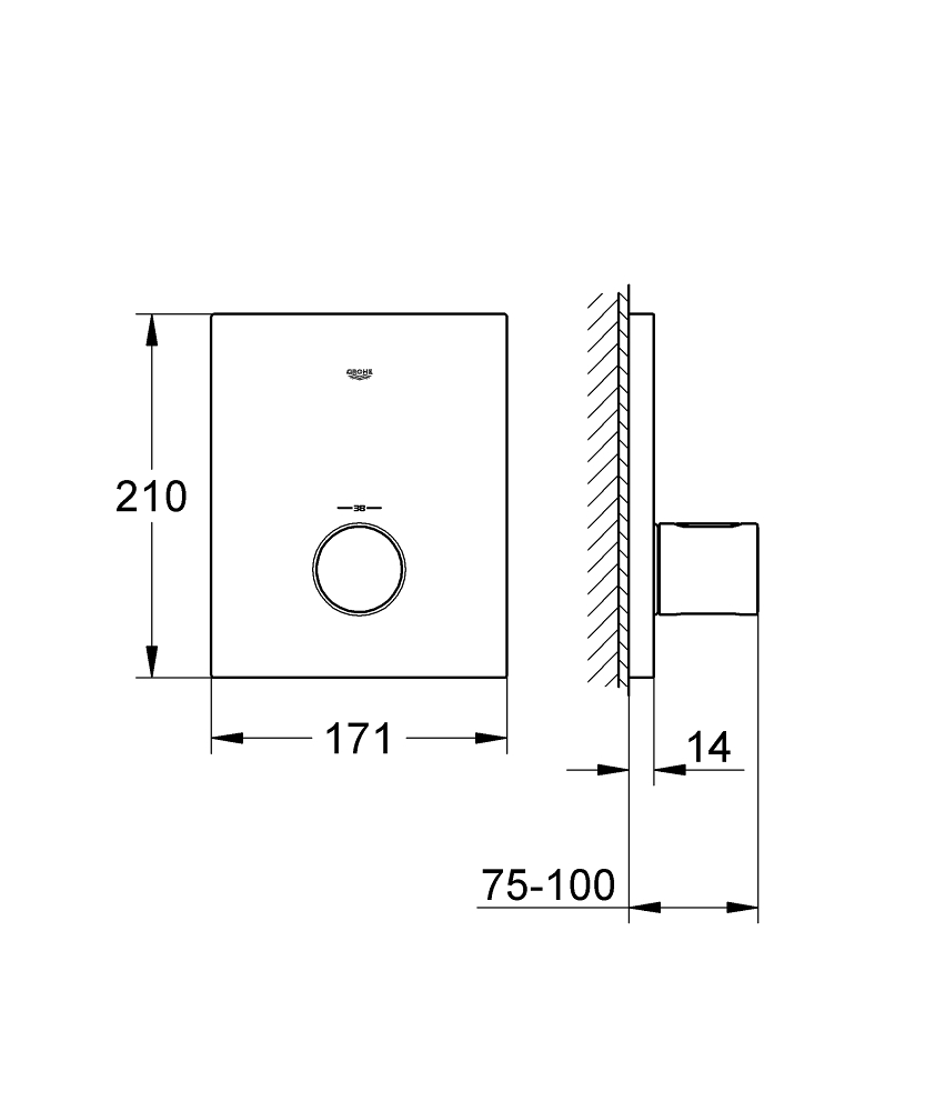 Grohe Grohtherm-F afbouwdeel v. inbouw centraal thermostaat chroom