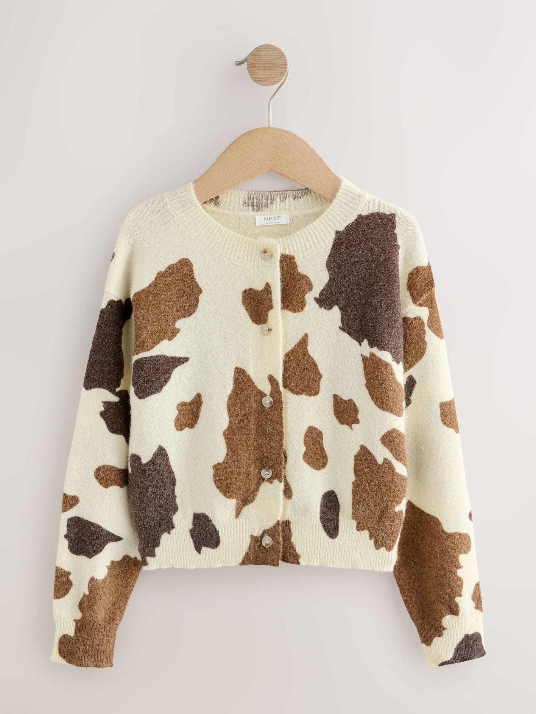 Bruin - Vest met koeienprint (3-16jr)