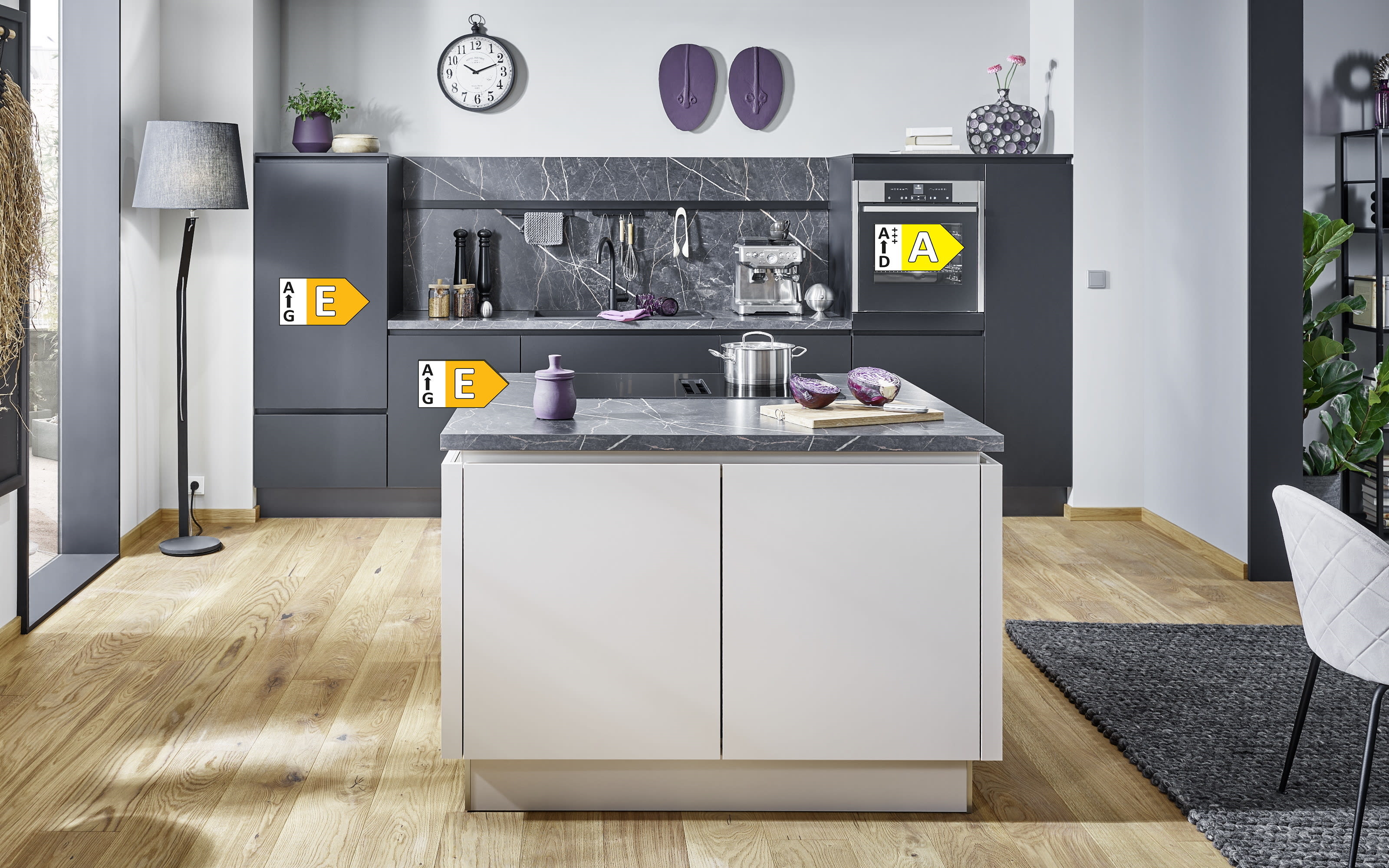 Einbauküche Perfect soft, schwarz, inkl. AEG Elektrogeräte