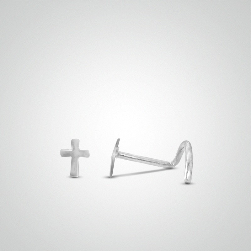 Piercing de nez croix or blanc barre en U