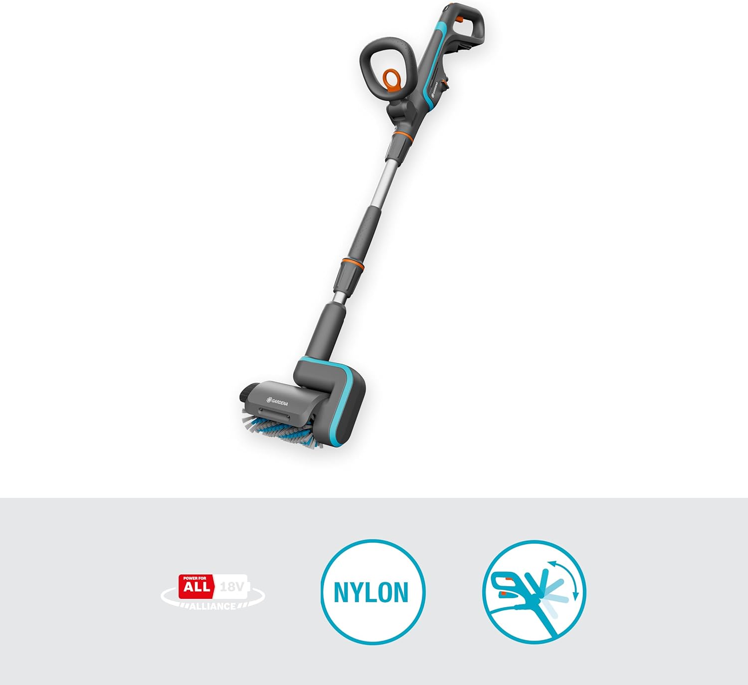 Gardena Akku-Multi-Reiniger AquaBrush Patio 03/18V P4A solo: Batteriebetriebenes Reinigungsgerät, Nassreinigung von Terrassenböden in einem Schritt, ohne Akku (14841-55)