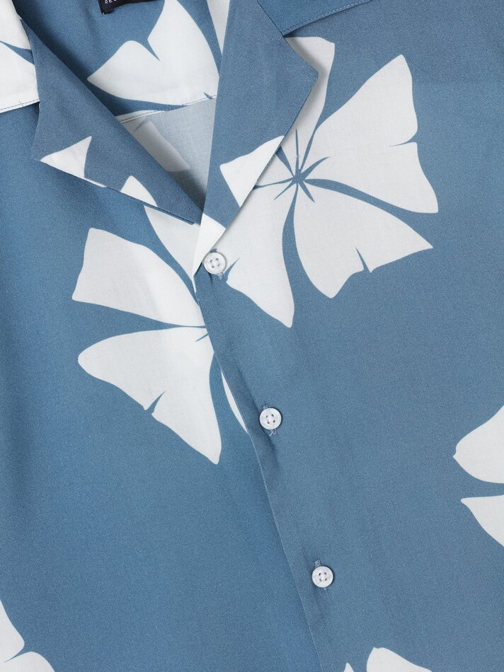 Camisa fluida para resort - Azul Royal