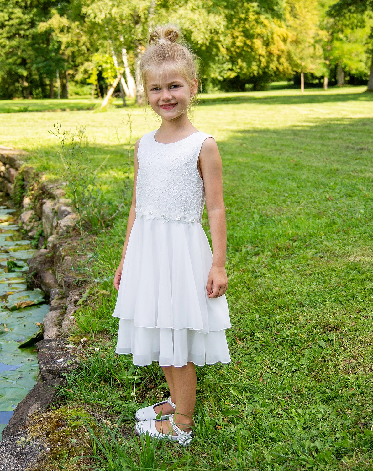 Kleid LITTLE FLOWERS ärmellos in ecru