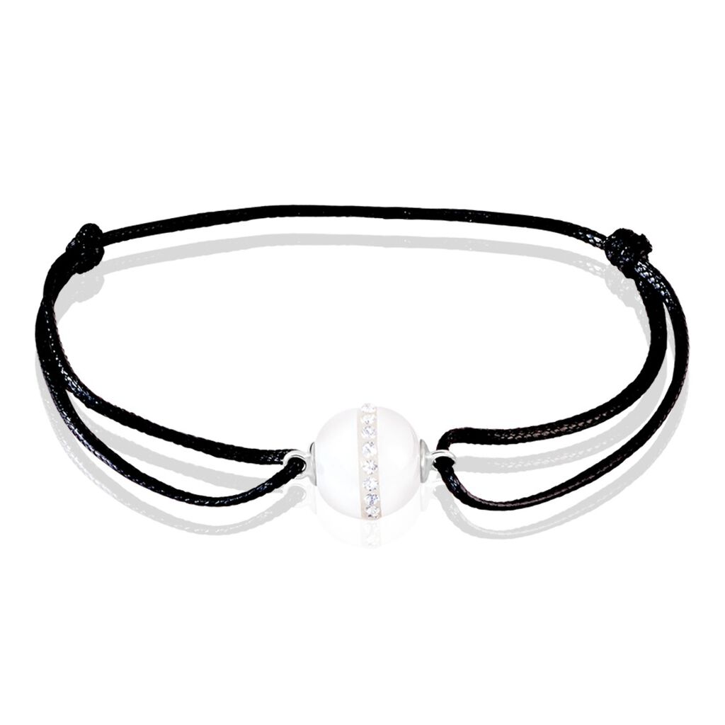 Bracelet Nina Cera Argent Blanc Céramique Et Strass