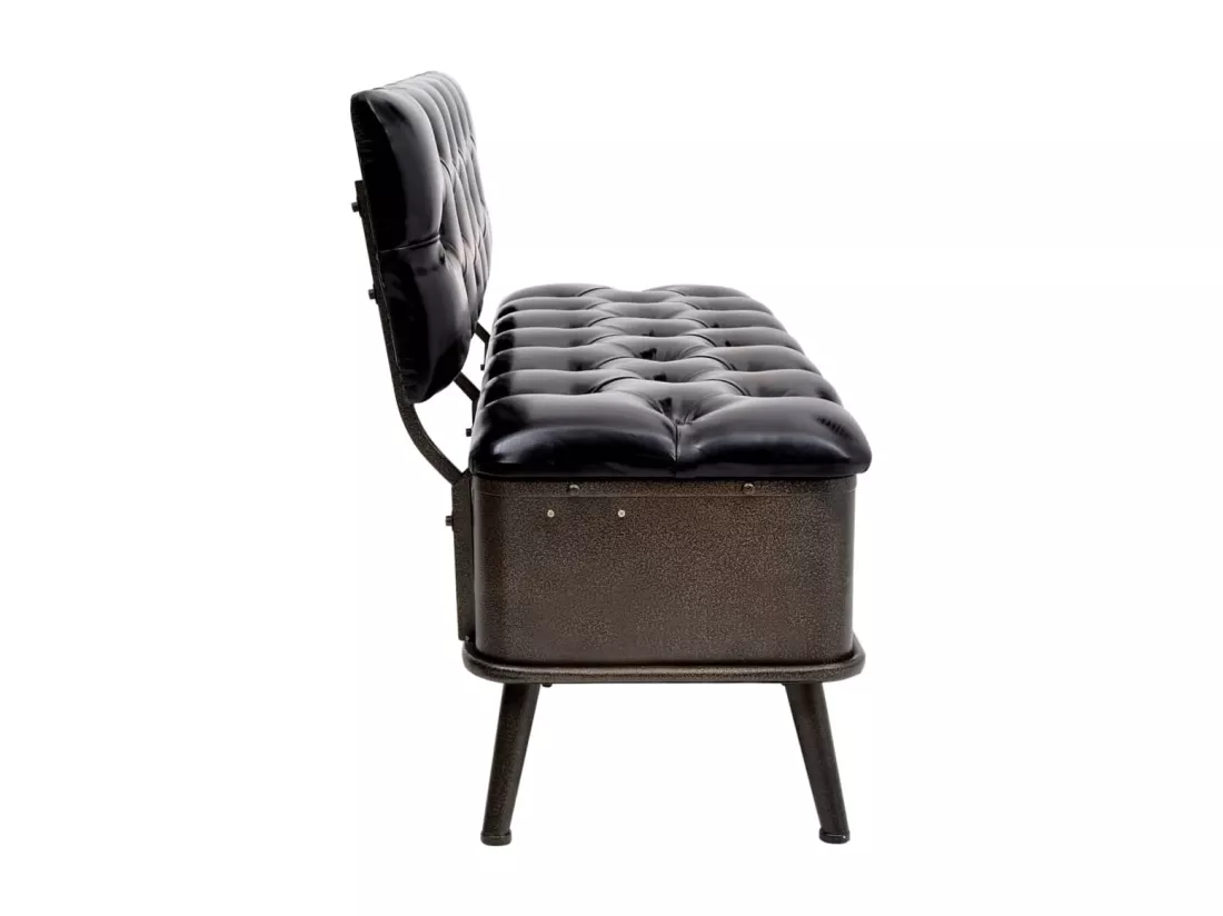 Banc de rangement avec dossier 110 cm Noir Similicuir