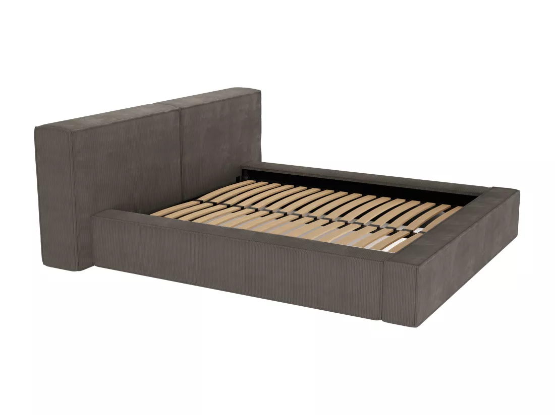 Lit coffre 200 x 200 cm - Velours côtelé - Taupe - TIMANO de Pascal Morabito