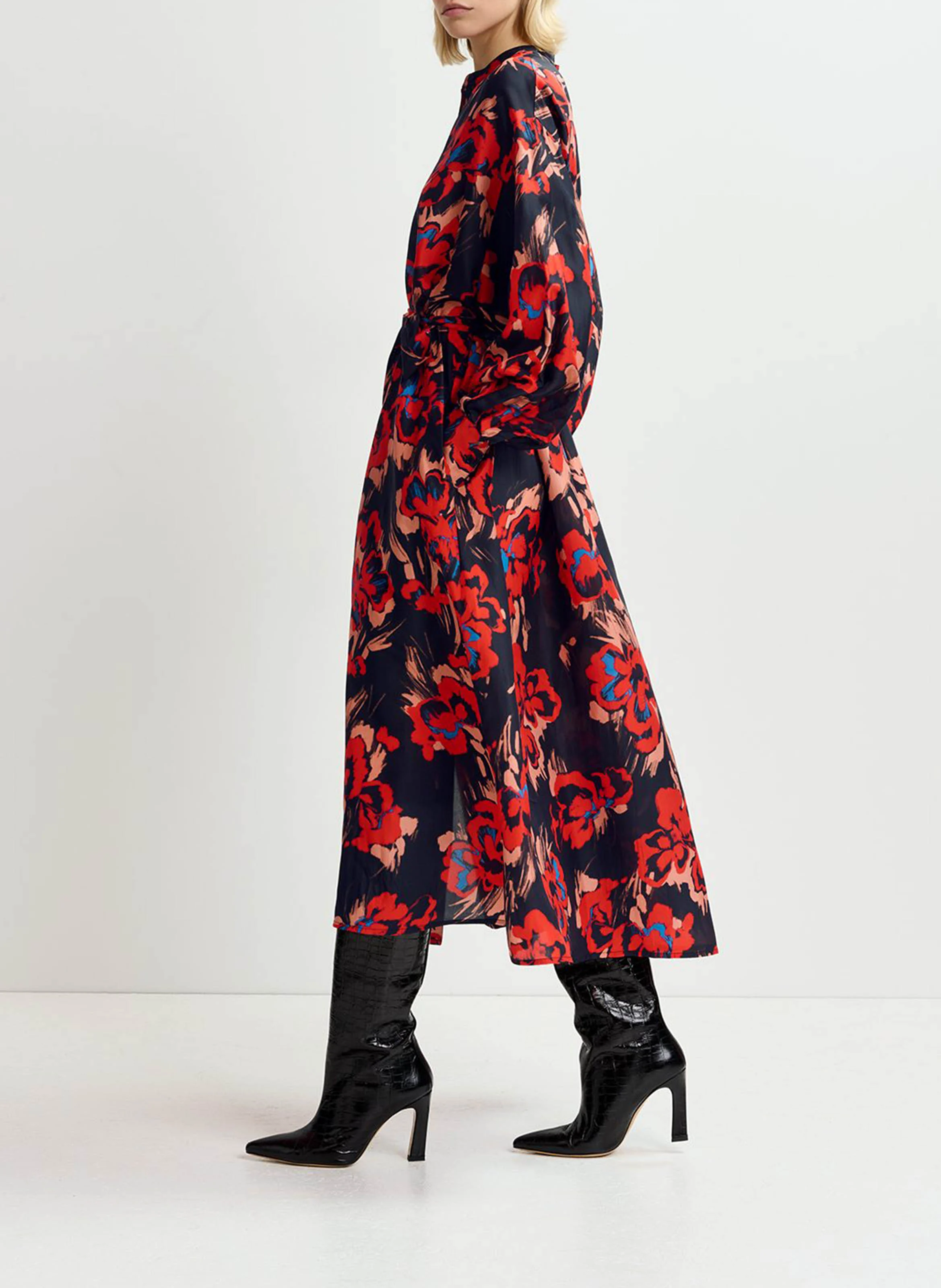 GALADRIEL - Robe longue col rond en soie | Multicolore