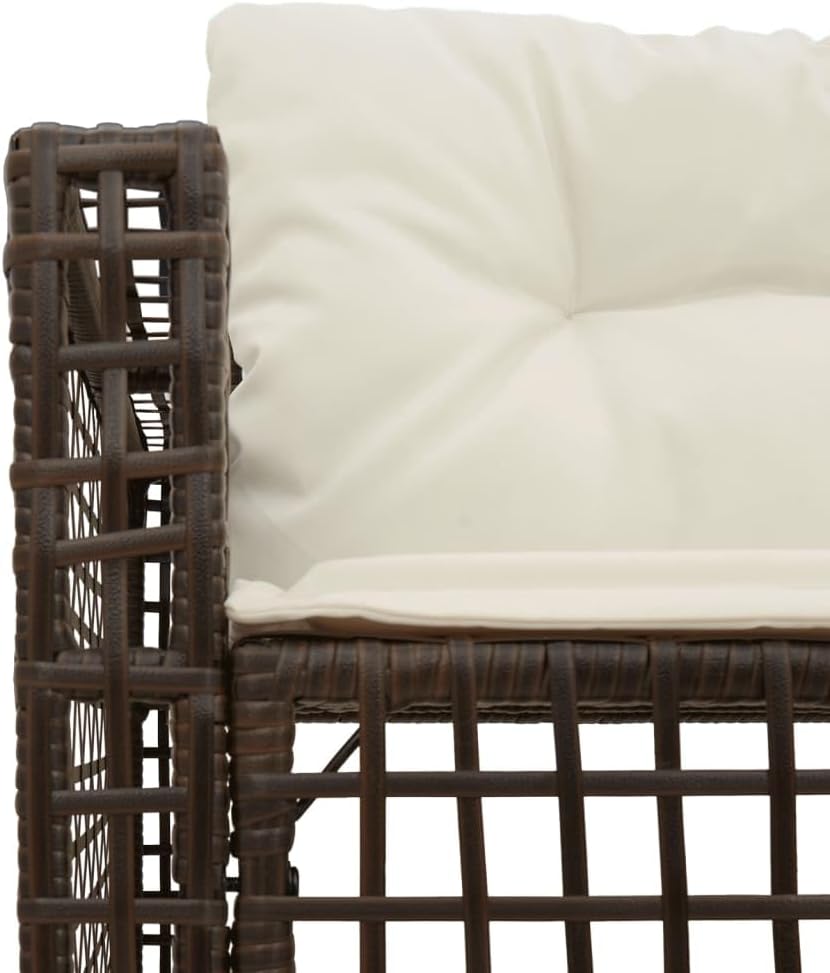 Gartensofa in L-Form mit Kissen und Fußbank Braun Poly Rattan Gartenmöbel Set, Outdoor Balkonset Terrassenmöbel, Gartenlounge Sitzgruppe für Terrasse, Balkon, Garten