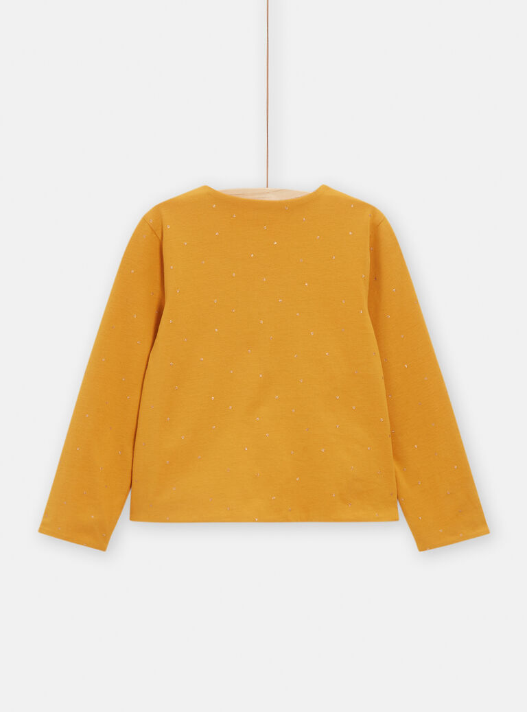 Cardigan reversible jaune et motif fleurs pour fille