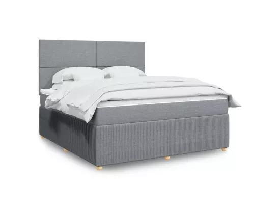 Sommier à lattes de lit avec matelas Gris clair 180x200cm Tissu