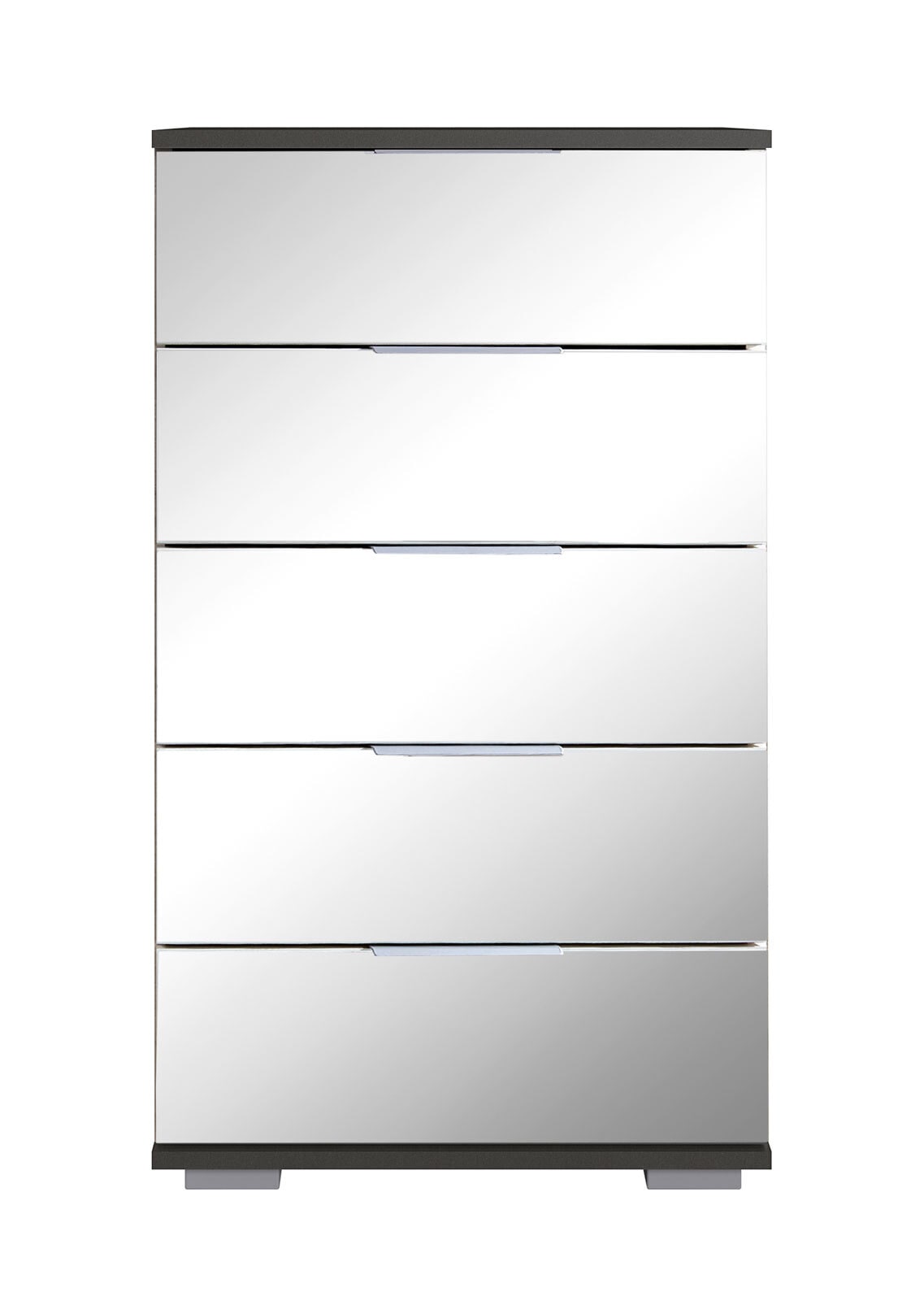 Schubkastenkommode Easy Plus C Grau/Spiegelfront 49 x 102 x 41 cm
