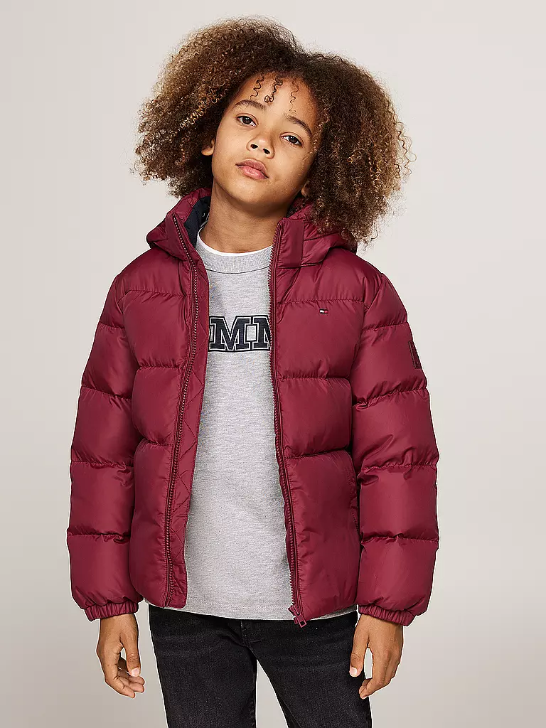 TOMMY HILFIGER Jungen Steppjacke dunkelrot