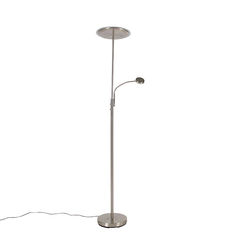 Moderne vloerlamp staal incl. LED dimbaar met leesarm - Strela