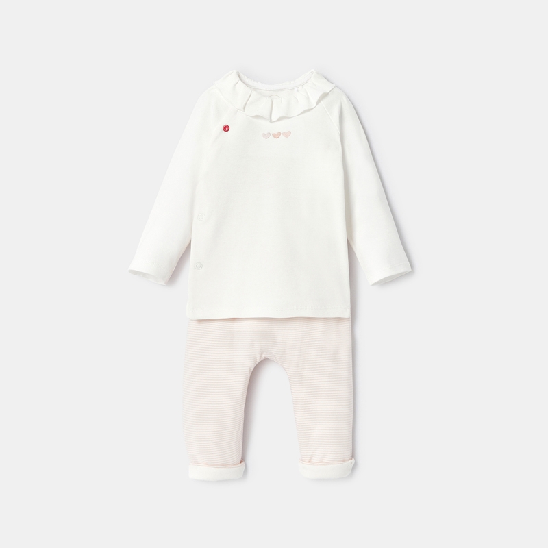Ensemble 2 pièces en jersey molletonné rose naissance Absorba