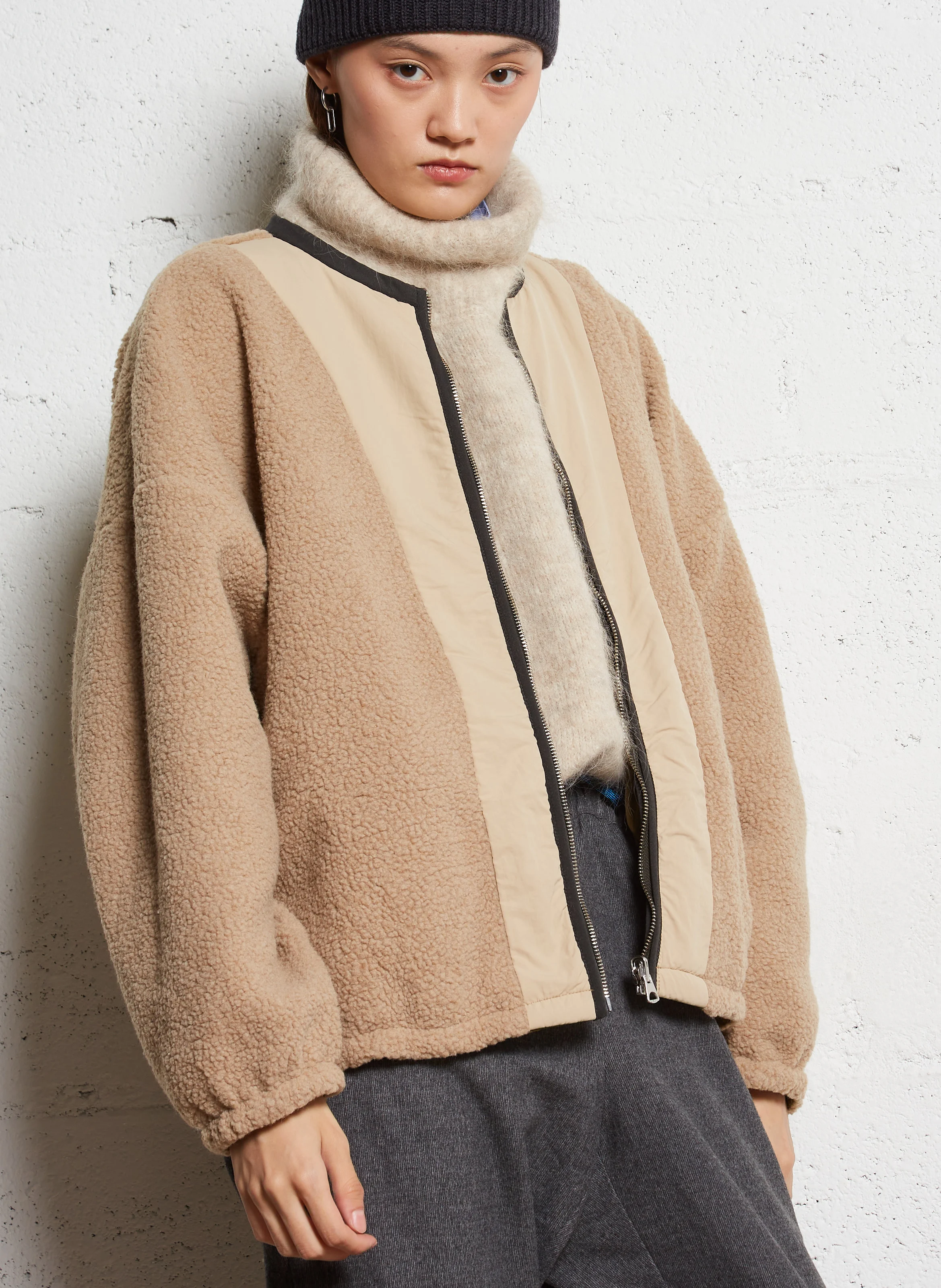 JANICE - Veste oversize réversible | Marron