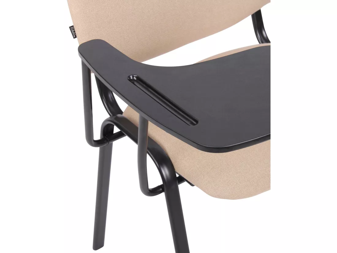 Lot de 4 Chaise de conférence - Tissu & Métal noir mat - Crème - Ken
