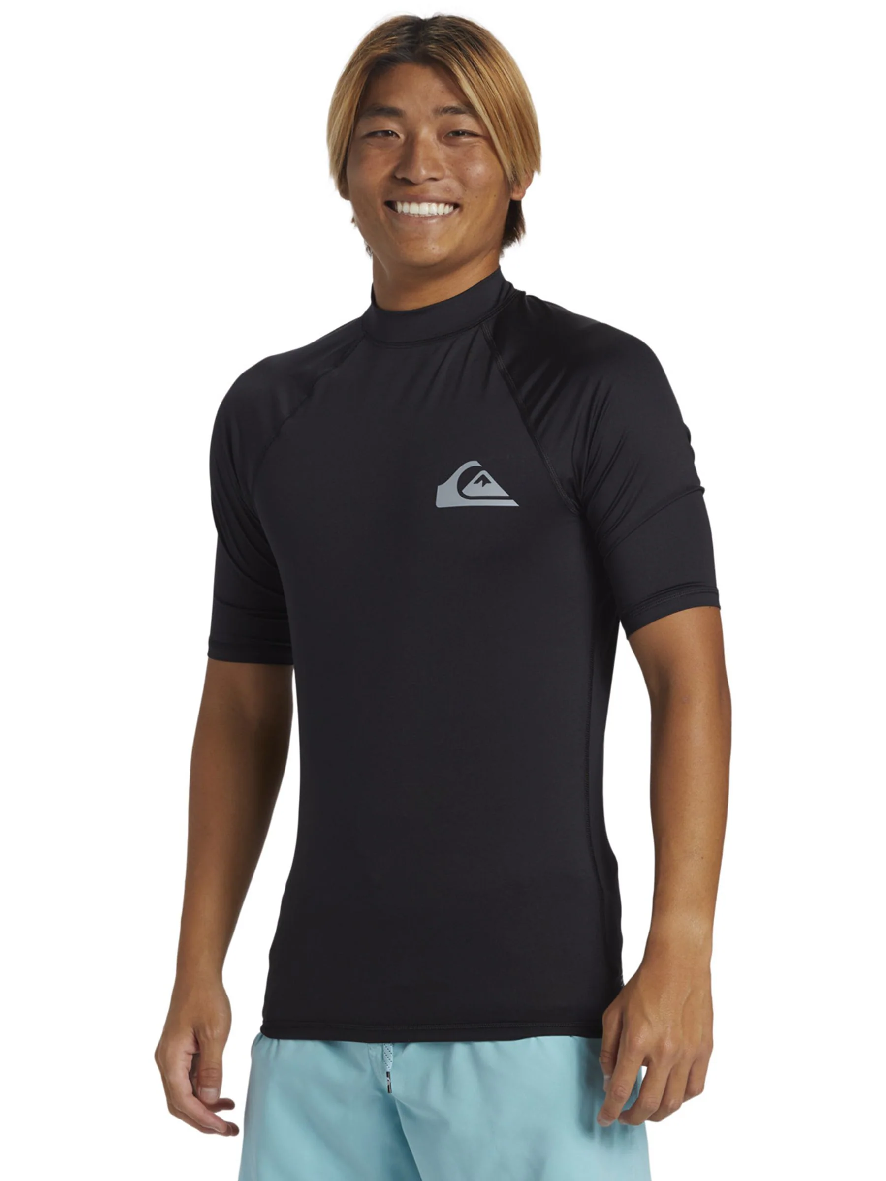 Zwart - Quiksilver UPF50 uv-werend hemdje met korte mouwen