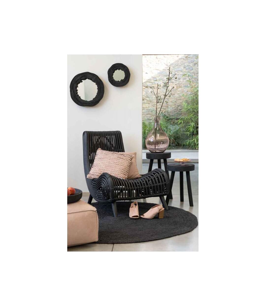 Paris Prix - Miroir Mural Déco En Bois jenny 42cm Noir