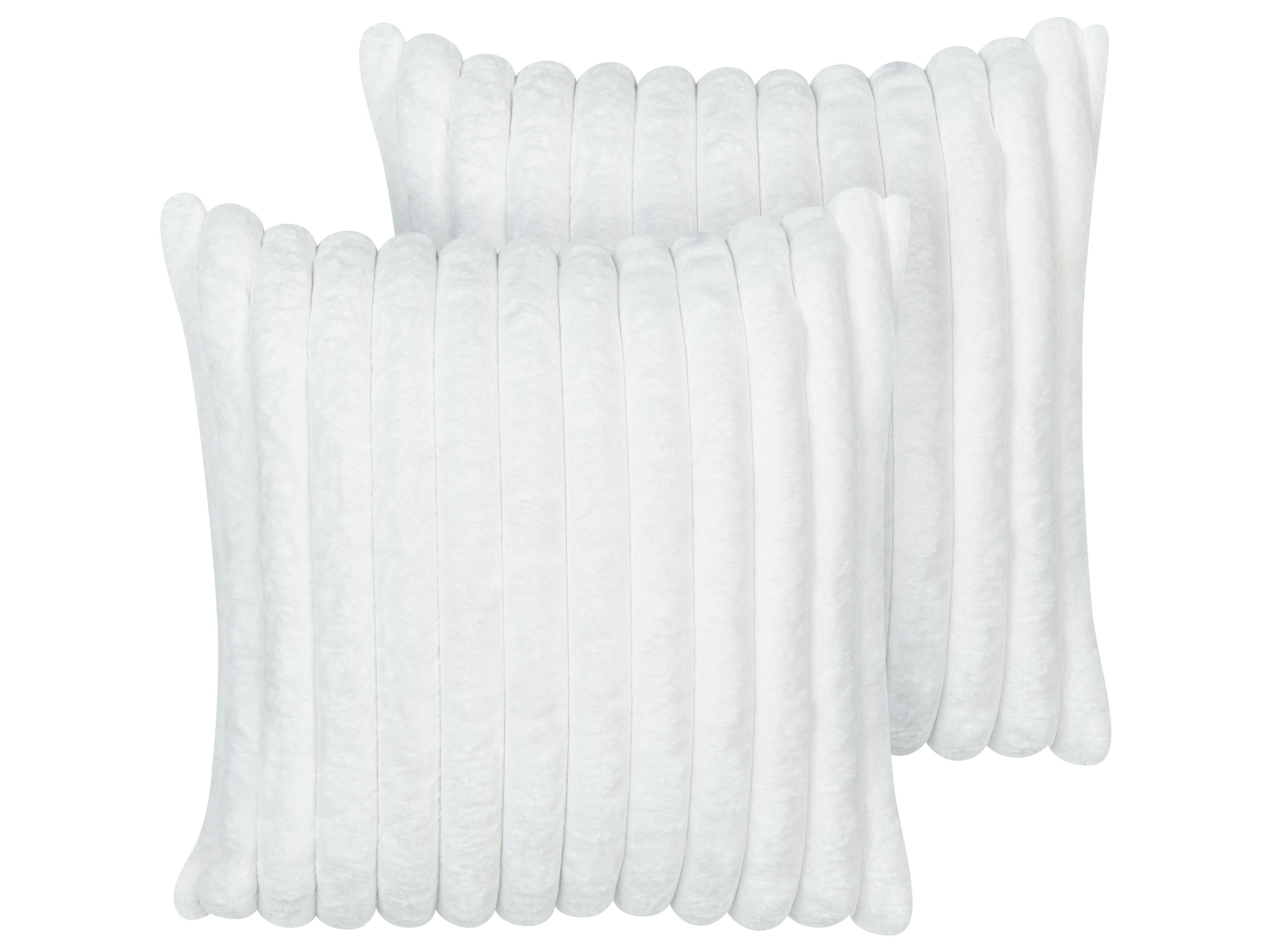 Set van 2 sierkussens RAKYA Nepbont 45 x 45 cm Wit gestreept