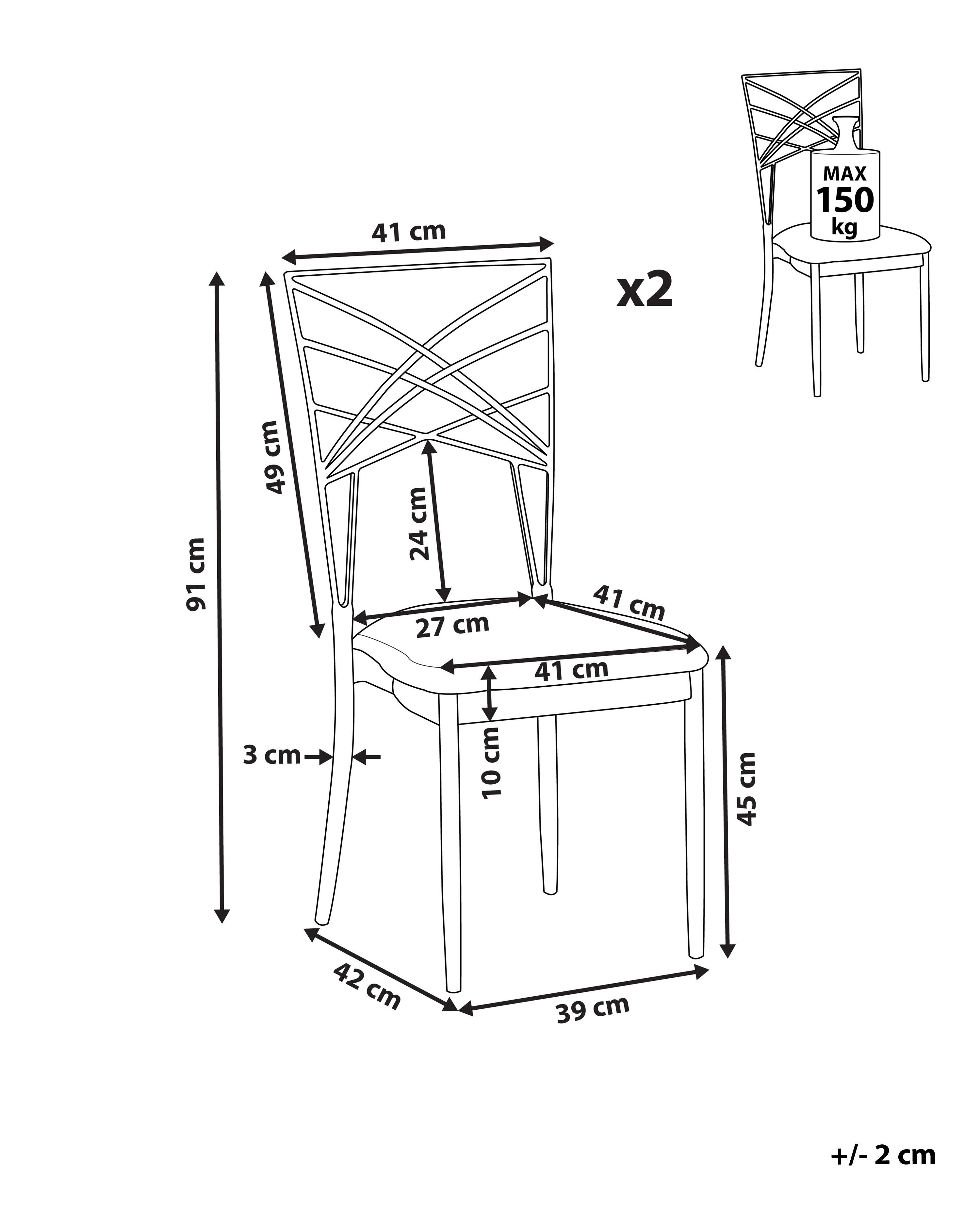 Set van 2 eetkamerstoelen GIRARD Metaal Goud