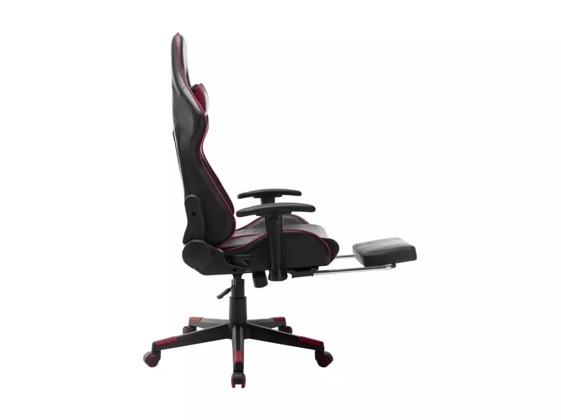 Chaise de jeu avec repose-pied Noir et bordeaux Cuir artificiel