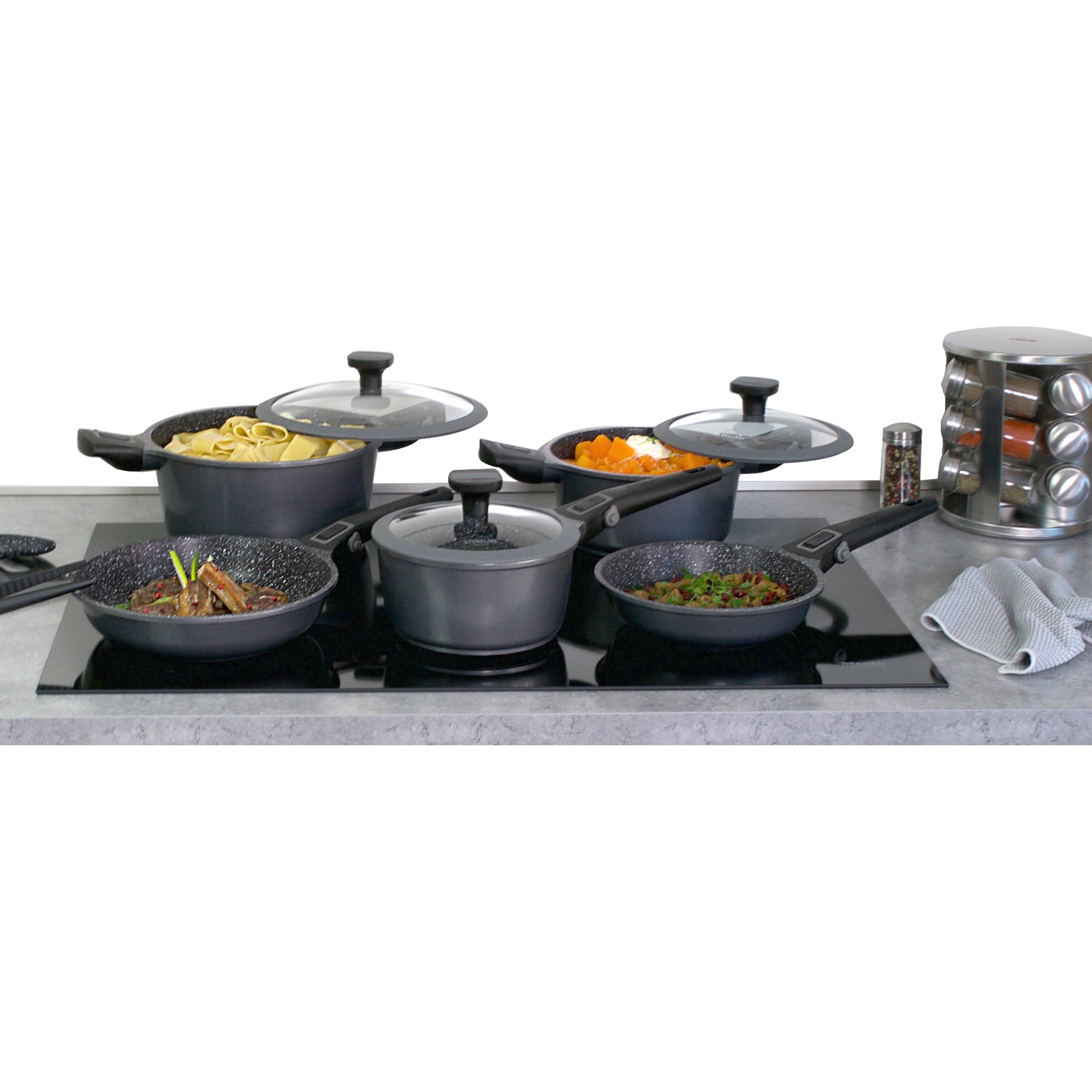 STONELINE® Imagination PLUS Kochgeschirr-Set, 8-tlg., mit abnehmbaren Griffen