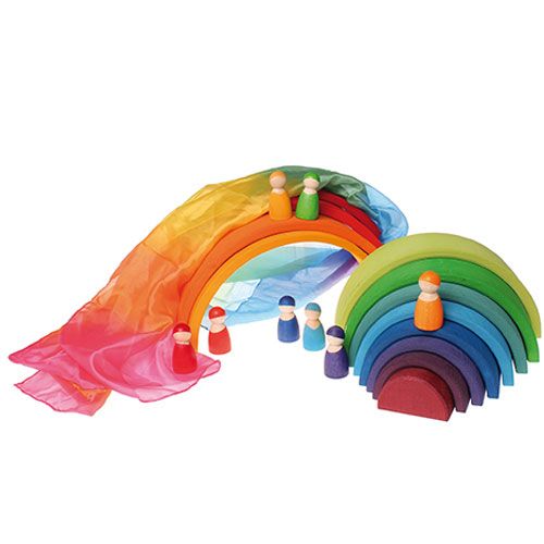Grimm's zijden speeldoek regenboog - small