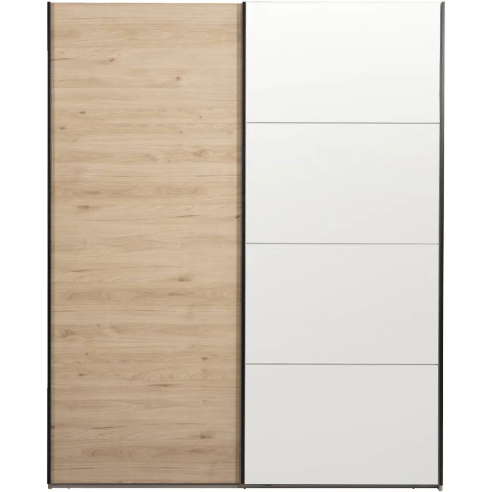 Schuifdeurkast Bergamo - eikenkleur/spiegel - 221x178,5x66,6 cm