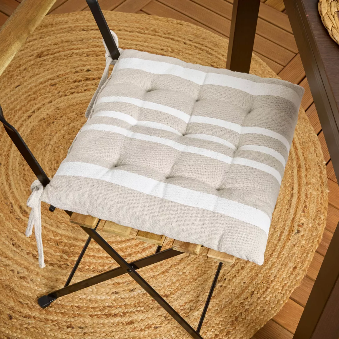 Coussin de chaise extérieur carré (38 x 38 cm) Nautira Ecru