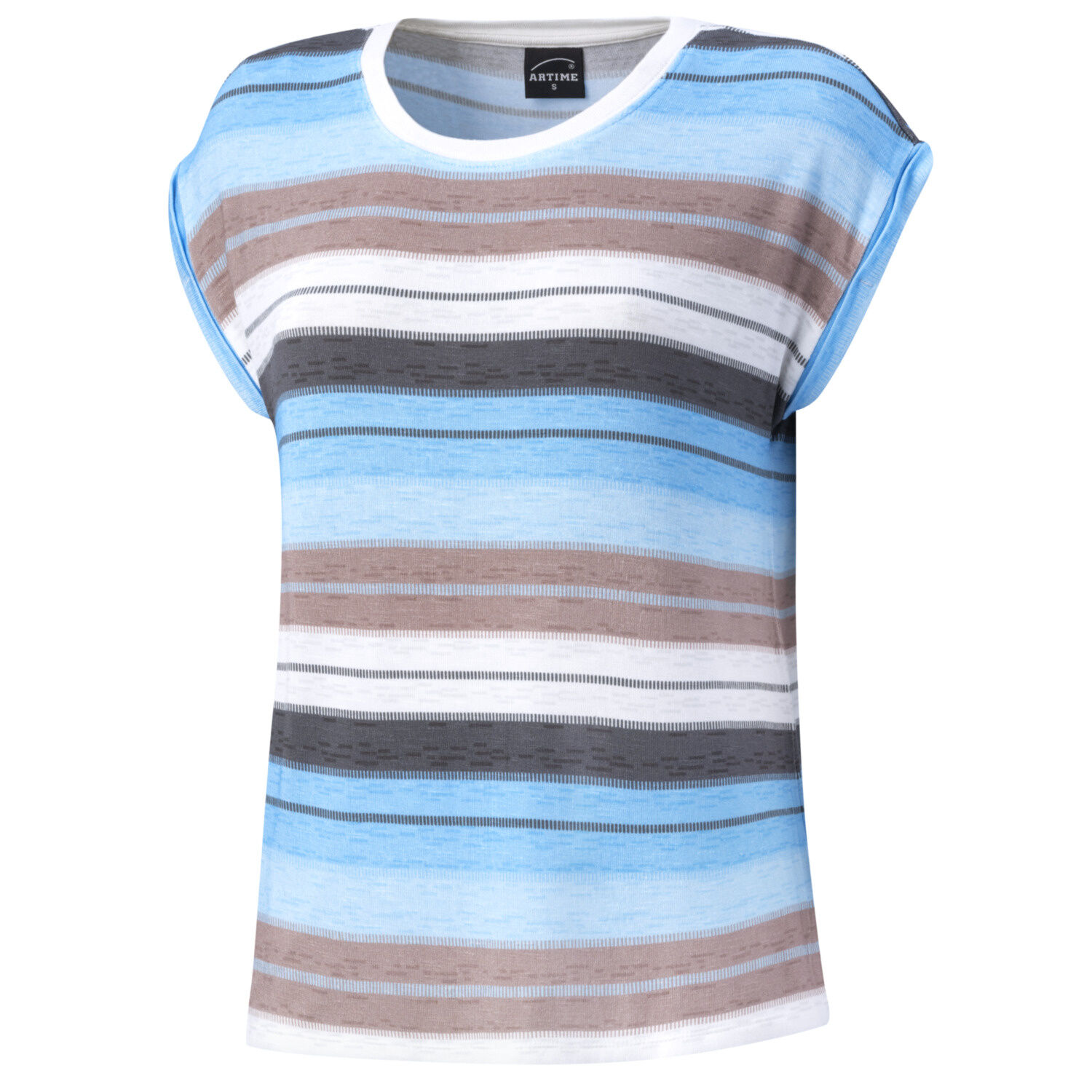 Gestreiftes T-Shirt mit Rundhalsausschnitt für Damen