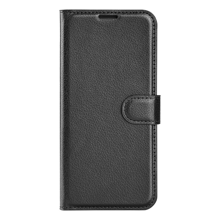 Google Pixel 9a Leder Tasche Flip Cover Litchi Look - Schwarz